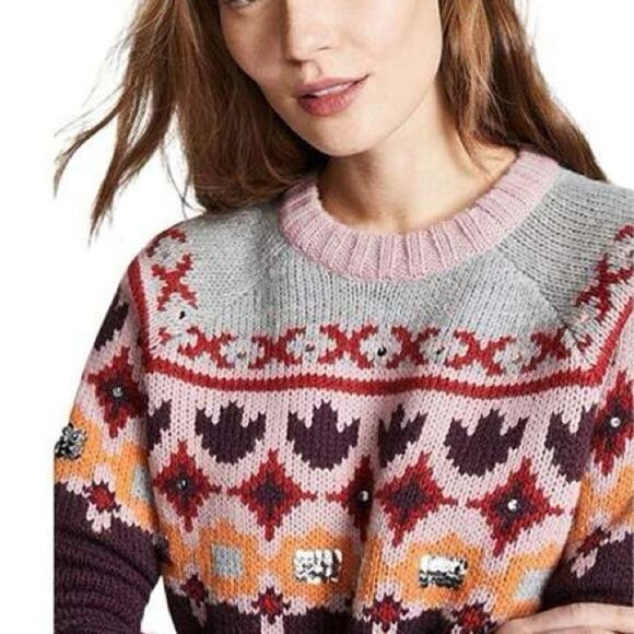 Cinq a Sept Gianni Sequin Fair Isle Sweater - Picture 6 of 16